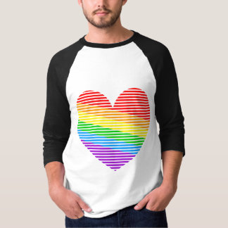 Corey Tiger 80s Regenboog Streep Hart Raglan Shirt
