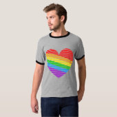 Corey Tiger 80s Regenboog Streep Hart Shirt (Voorkant volledig)