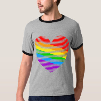 Corey Tiger 80s Regenboog Streep Hart Shirt