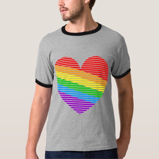 Corey Tiger 80s Regenboog Streep Hart Shirt (Voorkant)
