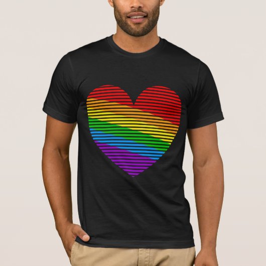 Corey Tiger 80s Regenboog Streep Hart Shirt (Voorkant)