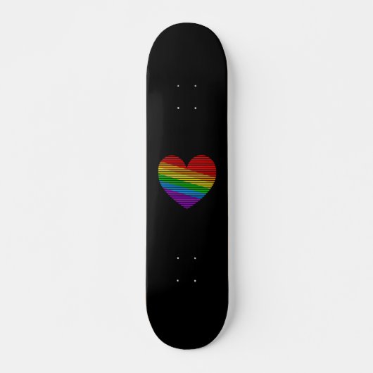 Corey Tiger 80s Regenboog Streep Hart Skateboard (Voorkant)