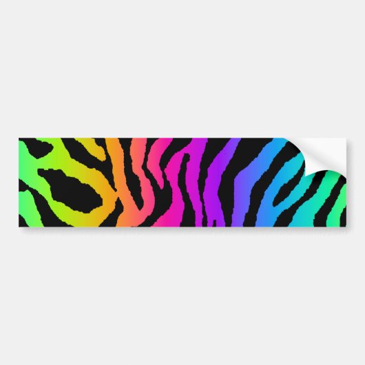 Corey Tiger 80s Regenboog Tijger Strepen Bumpersticker (Voorkant)
