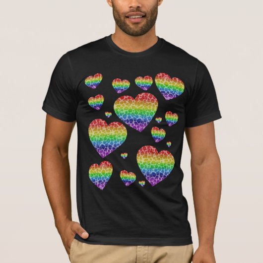 Corey Tiger 80s regenboogValentijn Harten T-shirt (Voorkant)