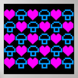 Corey Tiger 80s Retro 8-bits paddenstoelenliefde Poster