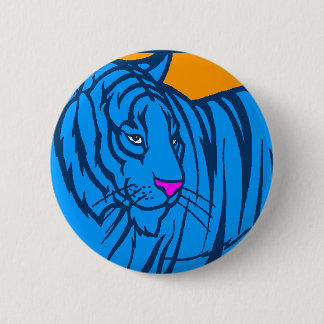 COREY TIGER 80S RETRO BLAUW OERWOUD TIGER RONDE BUTTON 5,7 CM