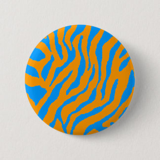 COREY TIGER 80s RETRO BLAUWE ORANJE TIJGERSTREPEN Ronde Button 5,7 Cm
