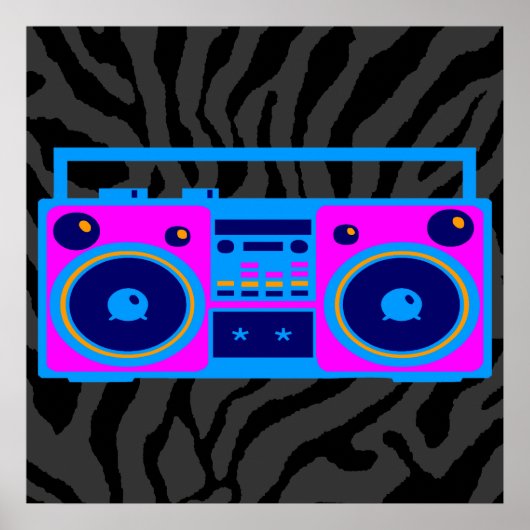 Corey Tiger 80s Retro Boombox Radio Poster (Voorkant)
