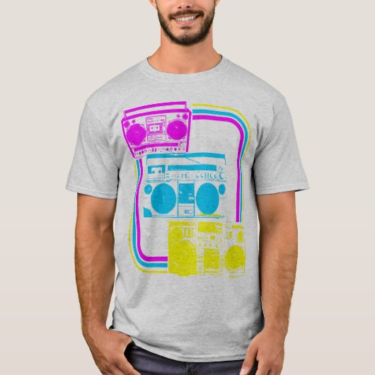 Corey Tiger 80s Retro Boombox Radio T-shirt (Voorkant)