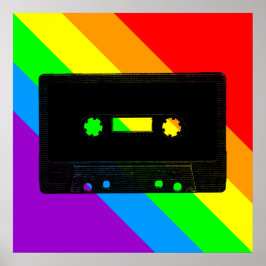 Corey Tiger 80s Retro Cassettebandje Rainbow Poster