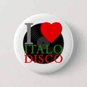 Corey Tiger 80s Retro I Love Italo Disco Speld Ronde Button 5,7 Cm