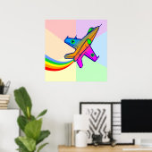 Corey Tiger 80s Retro Jet Fighter Vliegtuig Regenb Poster (Thuiskantoor)