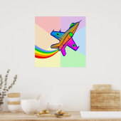 Corey Tiger 80s Retro Jet Fighter Vliegtuig Regenb Poster (Keuken)