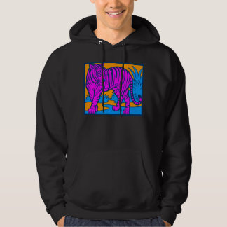 COREY TIGER '80s RETRO JUNGLE TIGER LANDSCHAP ROZE Hoodie