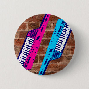 Corey Tiger 80's Retro Keytar Brick Wall Ronde Button 5,7 Cm