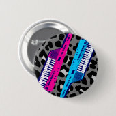 Corey Tiger 80's Retro Keytar Luipaardprint Ronde Button 5,7 Cm (Voorkant /achterkant)