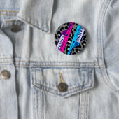 Corey Tiger 80's Retro Keytar Luipaardprint Ronde Button 5,7 Cm (In situ)