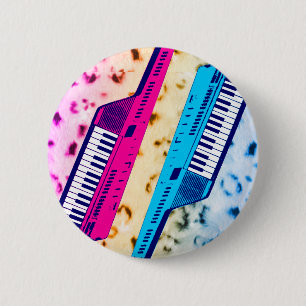 Corey Tiger 80's Retro Keytar Neon Sneeuwluipaard Ronde Button 5,7 Cm