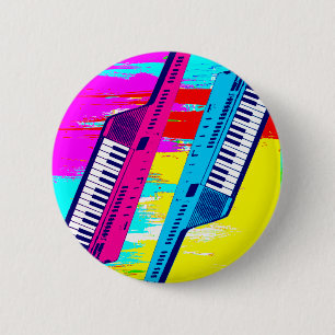 Corey Tiger 80's Retro Keytar Paint Drip Ronde Button 5,7 Cm