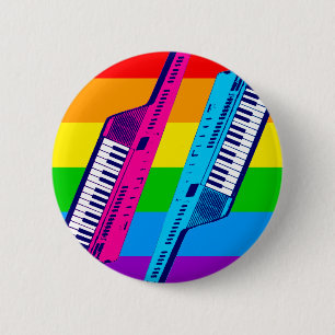 Corey Tiger 80's Retro Keytar Rainbow Ronde Button 5,7 Cm