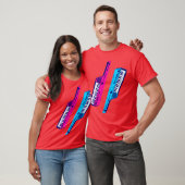 Corey Tiger 80's Retro Keytar Roze & Blauw T-shirt (Unisex)