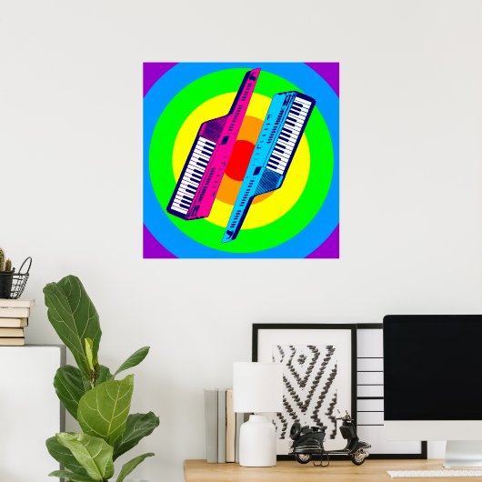 Corey Tiger 80s Retro  Keytar Synth Poster (Thuiskantoor)