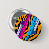 Corey Tiger 80's Retro Keytar Tijgerprint Ronde Button 5,7 Cm (Voorkant /achterkant)
