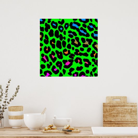 Corey Tiger 80s Retro Leopard Pattern Poster (Keuken)