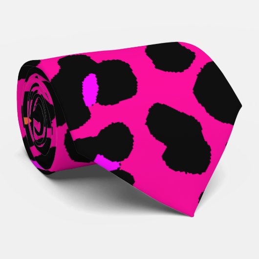 Corey Tiger 80s Retro Neon Leopard Print Stropdas (Opgerold)