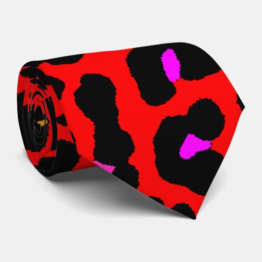 Corey Tiger 80s Retro Neon Leopard Print Stropdas (Opgerold)