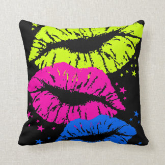 Corey Tiger 80s  Retro Neon Lippen Kussen