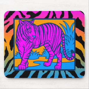 Corey Tiger 80s Retro Neon Oerwoud Tiger Mousepad Muismat