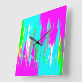 Corey Tiger 80s Retro Neon Spatpaint Vierkante Klok (Hoek)