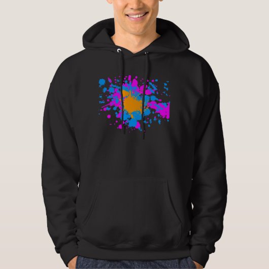 Corey Tiger 80s Retro Paint Splatter (Multi-kleuri Hoodie (Voorkant)