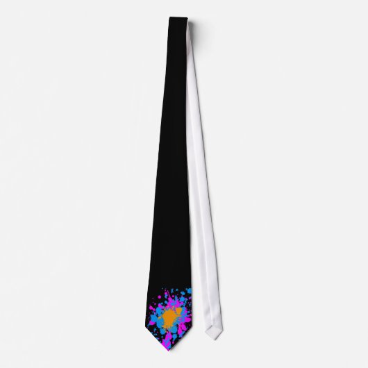 Corey Tiger 80s Retro Paint Splatter (Multi-kleuri Stropdas (Voorkant)