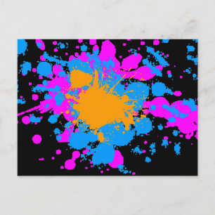 Corey Tiger 80s Retro Paint Splatter (Multicolor) Briefkaart
