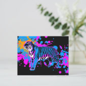 Corey Tiger '80s Retro Paint Splatter Tiger Briefkaart (Staand voorkant)