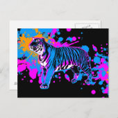 Corey Tiger '80s Retro Paint Splatter Tiger Briefkaart (Voorkant / Achterkant)
