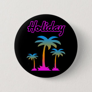 COREY TIGER 80S RETRO PALM BOMEN VAKANTIE-EILAND RONDE BUTTON 5,7 CM