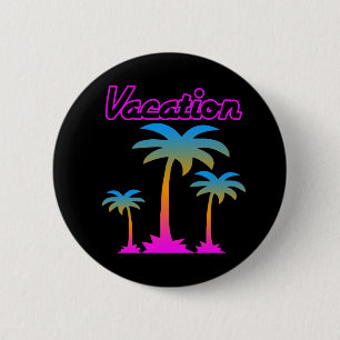 COREY TIGER 80S RETRO PALM BOMEN VAKANTIE TROPEN RONDE BUTTON 5,7 CM
