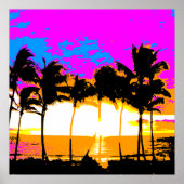 Corey Tiger 80's Retro  Palm Trees Sunset Poster (Voorkant)