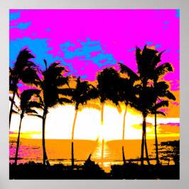 Corey Tiger 80's Retro Palm Trees Sunset Poster