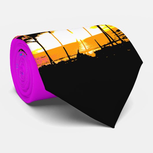 Corey Tiger 80s Retro Palm Trees Sunset Stropdas (Opgerold)