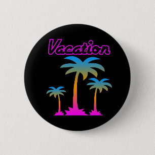 COREY TIGER 80s RETRO PALM TREES VACATION TROPICS Ronde Button 5,7 Cm