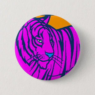 COREY TIGER 80s RETRO PINK OERWOUD TIGER Ronde Button 5,7 Cm