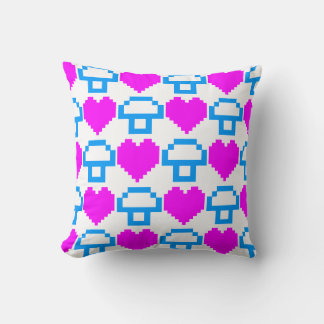 Corey Tiger 80s Retro Pixel Harten Paddenstoelen Kussen