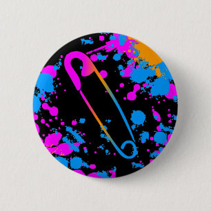 COREY TIGER 80s RETRO PUNK SPLATTER VOOR VEILIGHEI Ronde Button 5,7 Cm