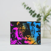 COREY TIGER '80S RETRO PYSCHEDELIC TIGER GEZICHT BRIEFKAART (Staand voorkant)
