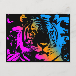 COREY TIGER '80S RETRO PYSCHEDELIC TIGER GEZICHT BRIEFKAART