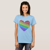 Corey Tiger 80s Retro Rainbow Stripe Heart T-Shirt (Voorkant volledig)